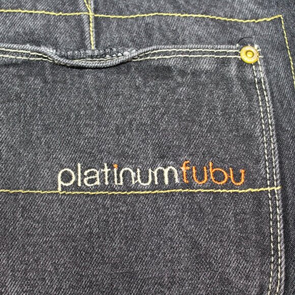 Vintage Platinum Fubu Sz 39X33 Muhammad Ali Black Wash Jeans Y2K Skater Baggy - Picture 7 of 16